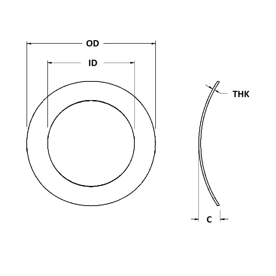 Wave Washer - 0.090 ID, 0.180 OD, 0.012 Thick, Spring Steel - Hard