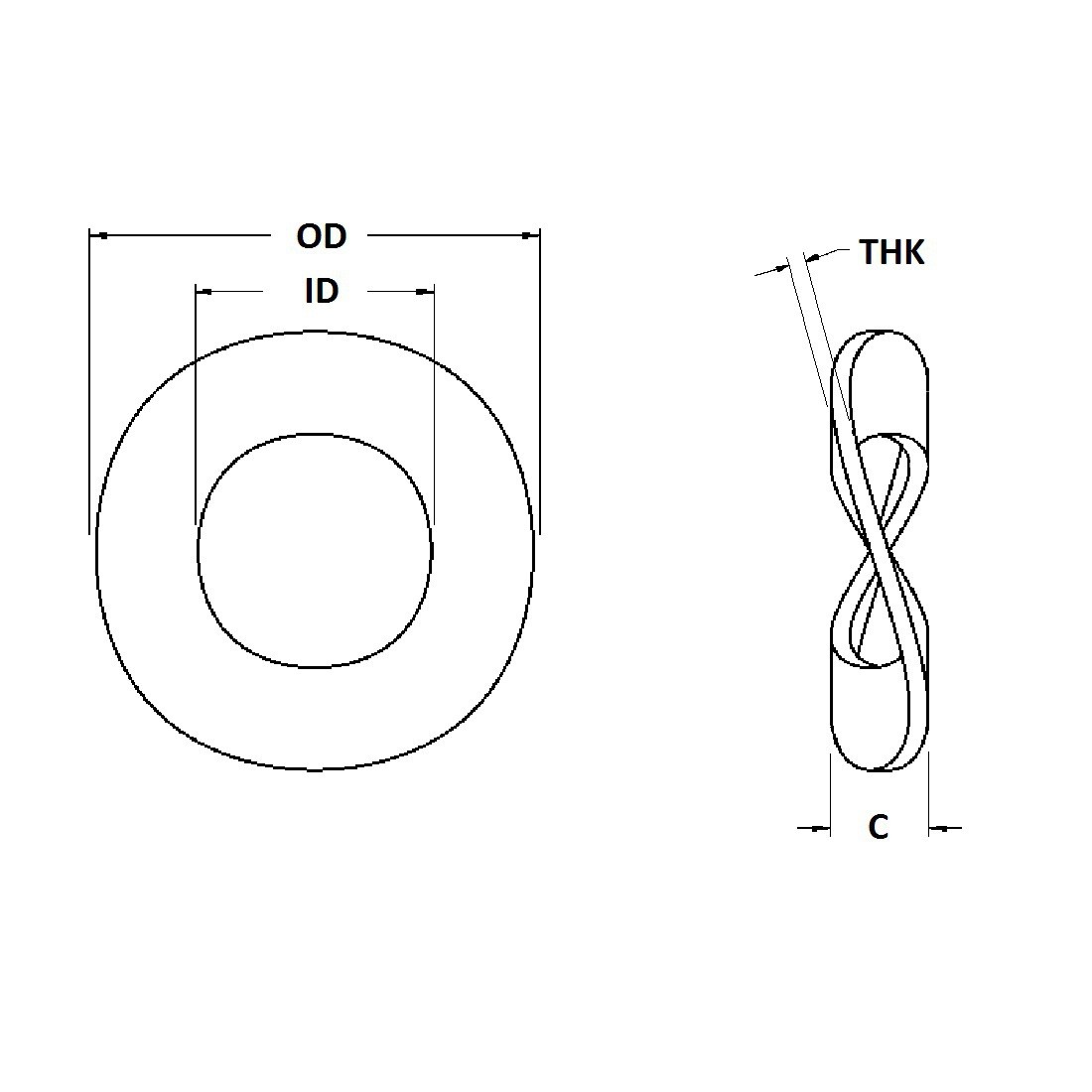 Wave Washer - 0.194 ID, 0.240 OD, 0.006 Thick, Spring Steel - Hard, Zinc & Clear