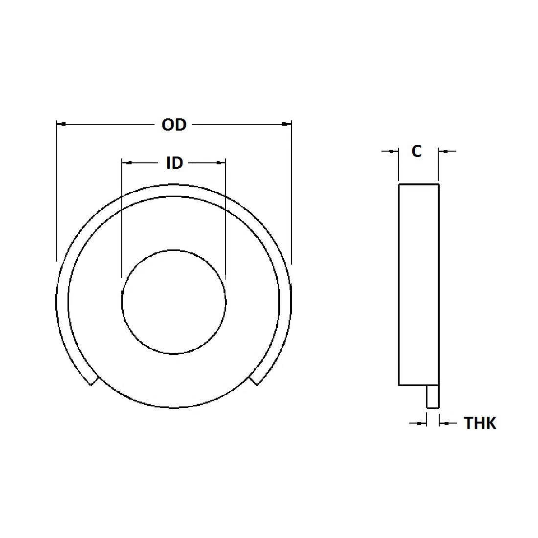 Terminal Cup Washer - 0.140 ID, 0.328 OD, 0.015 Thick, Brass