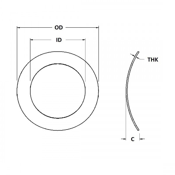 Wave Washer - 0.090 ID, 0.180 OD, 0.012 Thick, Spring Steel - Hard