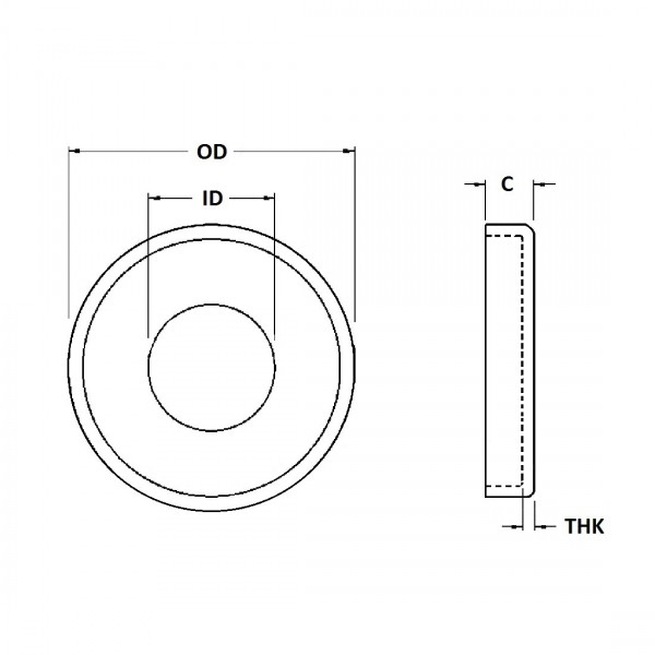 Cup Washer - 0.343 ID, 1.093 OD, 0.048 Thick, Low Carbon Steel - Soft, Zinc & Clear