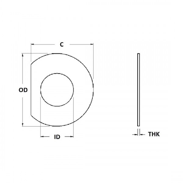 Clipped OD Washer - 0.188 ID, 0.438 OD, 0.098 Thick, Copper