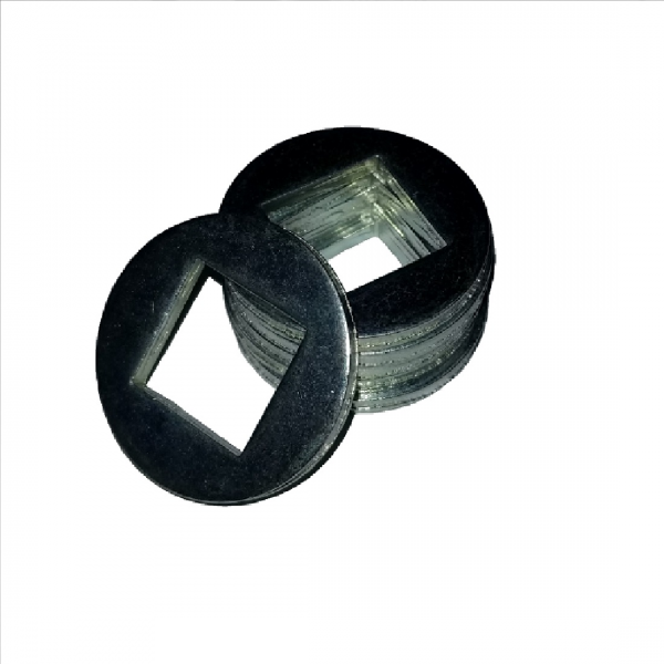 Square ID Washer - 0.531 ID, 1.000 OD, 0.062 Thick, Low Carbon Steel - Soft, Zinc & Clear