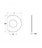 Clipped OD Washer - 0.390 ID, 0.750 OD, 0.125 Thick, Spring Steel - Hard