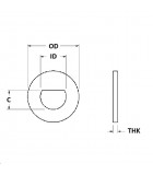 D-Shaped ID Washer - 1.007 ID, 1.500 OD, 0.109 Thick, Low Carbon Steel - Soft