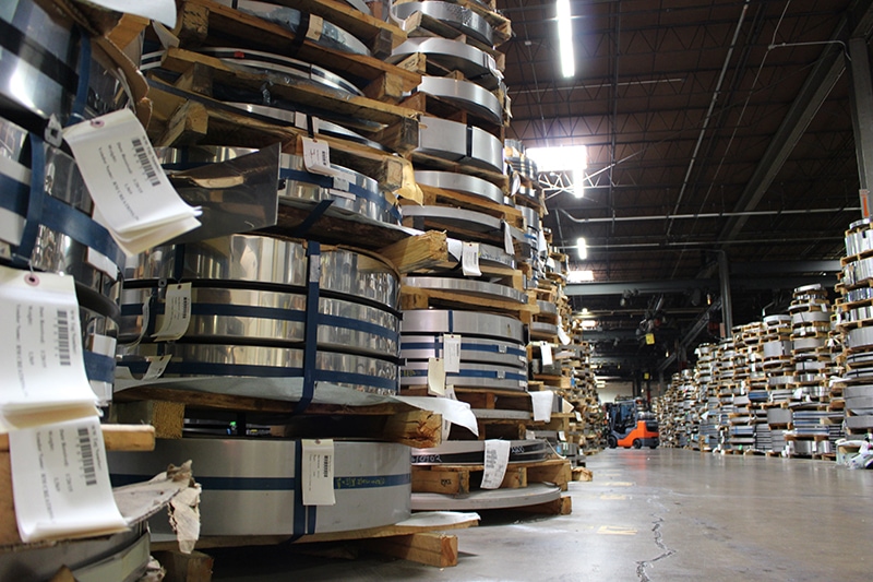 Warehouse with materials for manufacturing custom washers